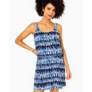 Lilly Pulitzer Loro Romper One Piece Printed Cotton Sleeveless Resort L 282222